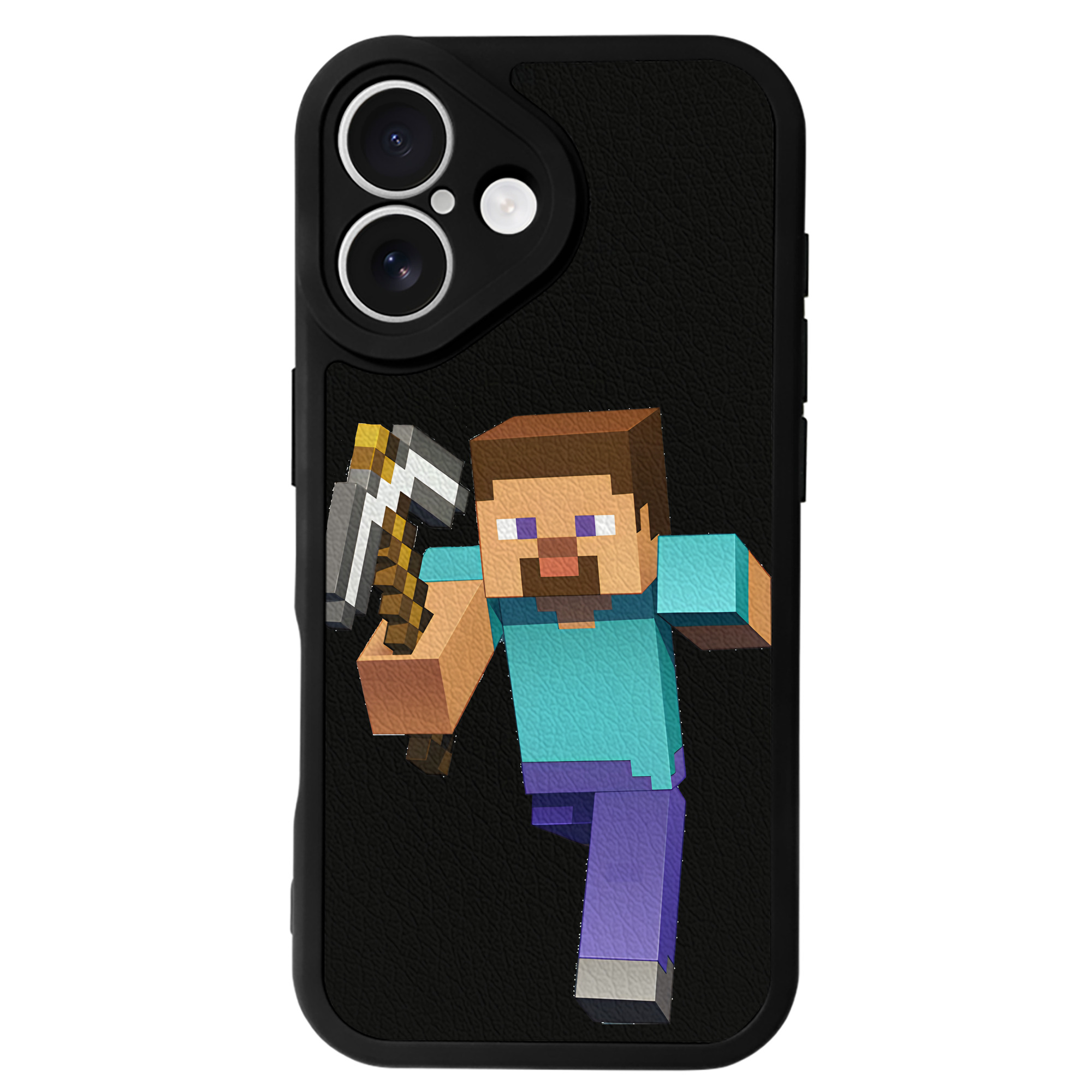 （画像用） マインクラフト ブロックの世界 Minecraft MC Block world 【iPhone 16シリーズ対応】シリコンスマホケース（レザー調） 材質：シリコン
